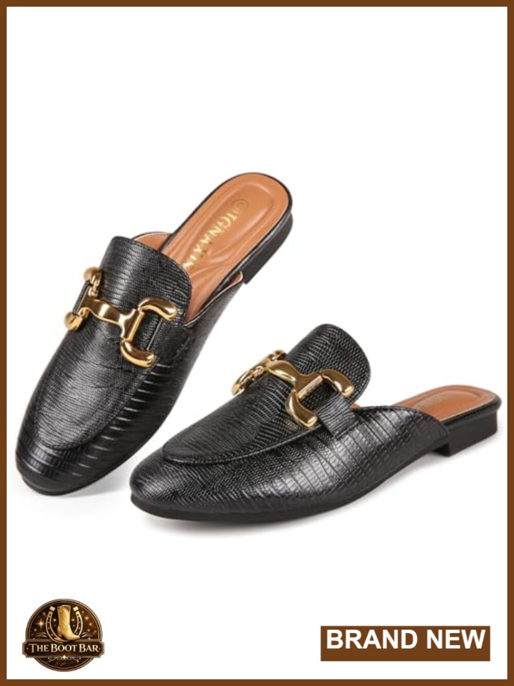 Womens Mules Round Toe Buckle Slip On Backless Loafers Memory Foam Flats